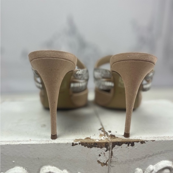 Classy Rhinestone Strap Suede Heel Pointed Toe Mules Aldo Noawia - Picture 4 of 14